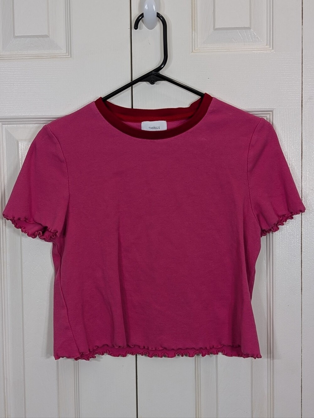 Things Between: Ribbed Crop top - Pink - Size Small